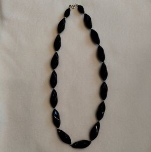 Vintage Trifari Necklace Lucite Blue Oblong Twisted Beads Gold-Tone, 70's Marked